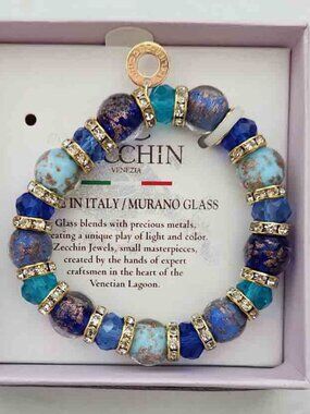 CC Zecchin Venezia Handmade Murano Glass Beads Bracelet Multicolor Italy